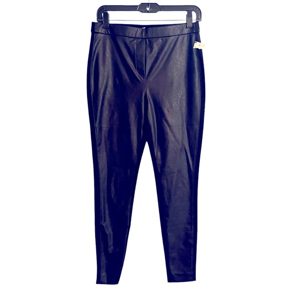 Chico’s Faux-Leather Front Ponte Navy BLUE Leggings NEW Sz 4 women - Picture 7 of 16